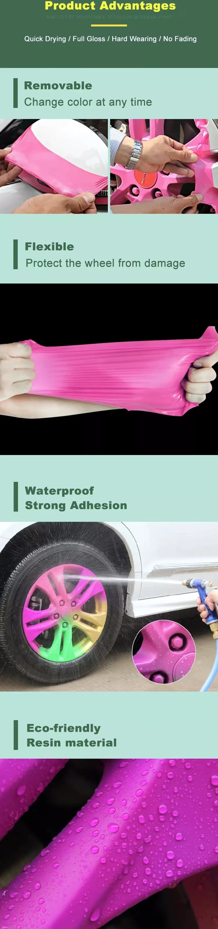 Colorful Peelable Removable Liquid Rubber Car Coating Wrap Spray Paint