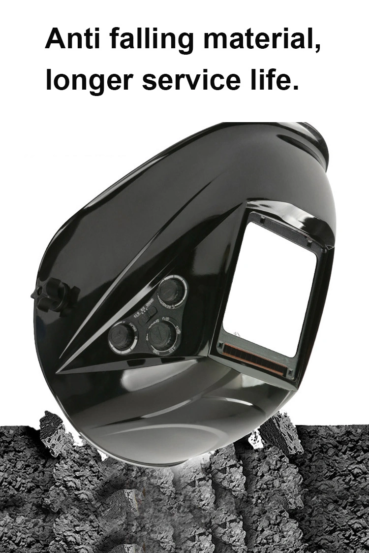 Rhk Custom Head Mounted Large View True Color Solar Powered Auto Darkening Protective Argon Arc Black Welding Helmet Mask