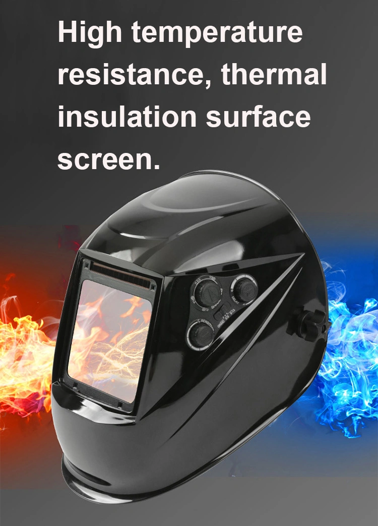 Rhk Custom Head Mounted Large View True Color Solar Powered Auto Darkening Protective Argon Arc Black Welding Helmet Mask