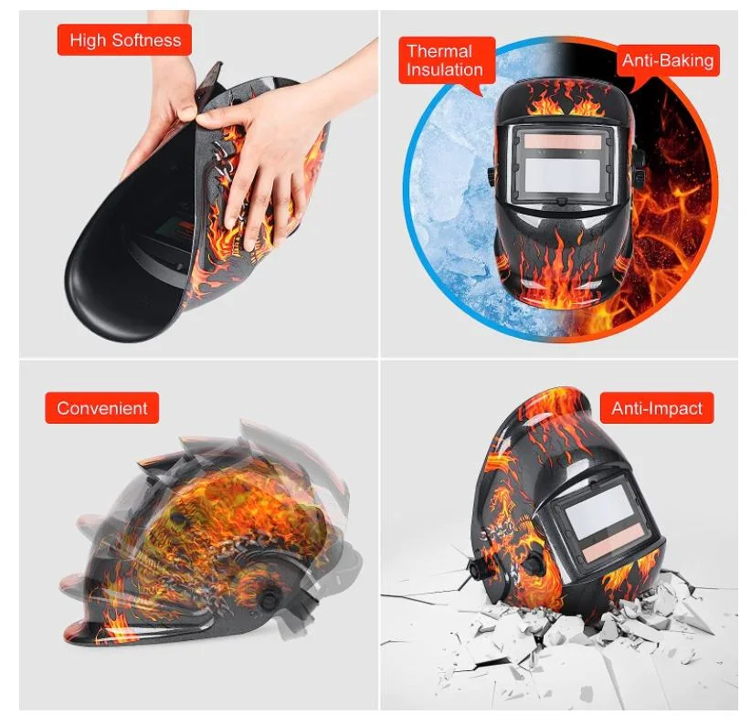 Solar Powered Welding Helmet Automatic Darkening Eye-Friendly Helmet Mask Self Darkening Welding Helmet Protective Equipment Skull Design