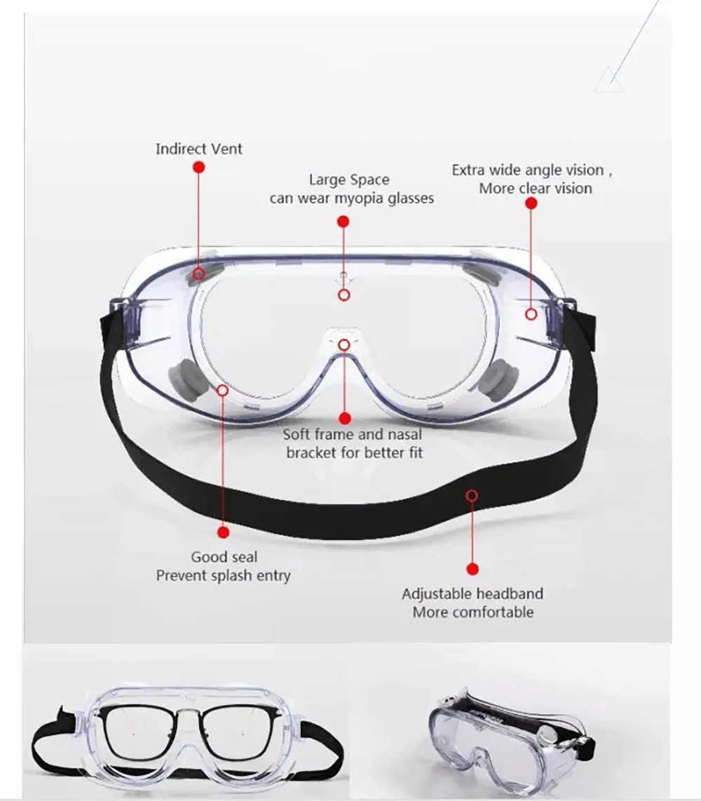 China Anti Splash Anti Fog Protective Safety Glasses Fit Over Safety Googles with Adjustable