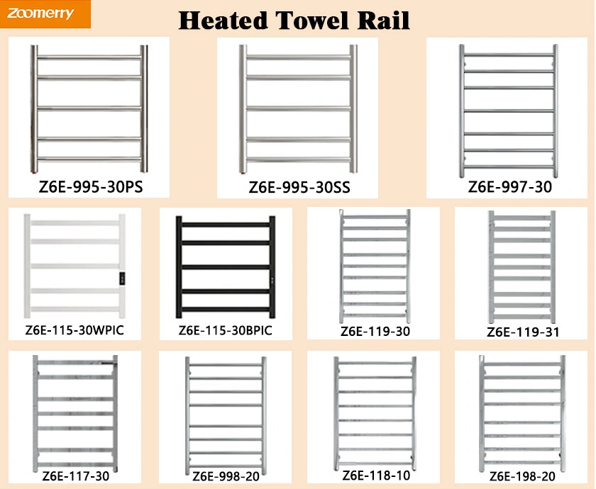 SUS304 Towel Warmer Electric Towel Rails Wall Mounted Heated Drying Rack