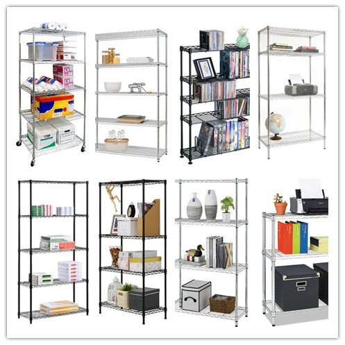 Wire Shelving Steel Rack Adjustable Unit Shelf Storage Shelves Holders &amp; Racks for Laundry Bathroom Kitchen Pantry Closet