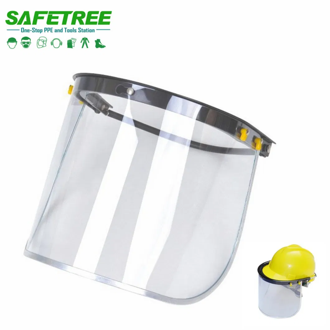 Safetree PPE Industrial Safety Clear PC Face Shield for Helmet