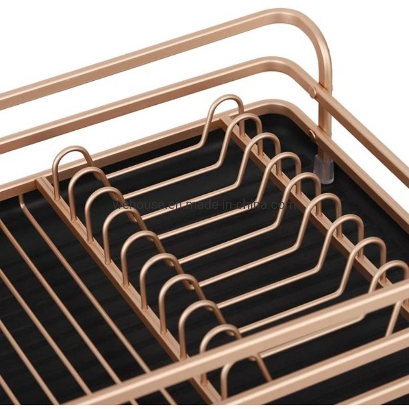 Bowl Plates Aluminum Dish Drain Pan Drying Rack with Cutlery Holder Kitchen Tray Accessories