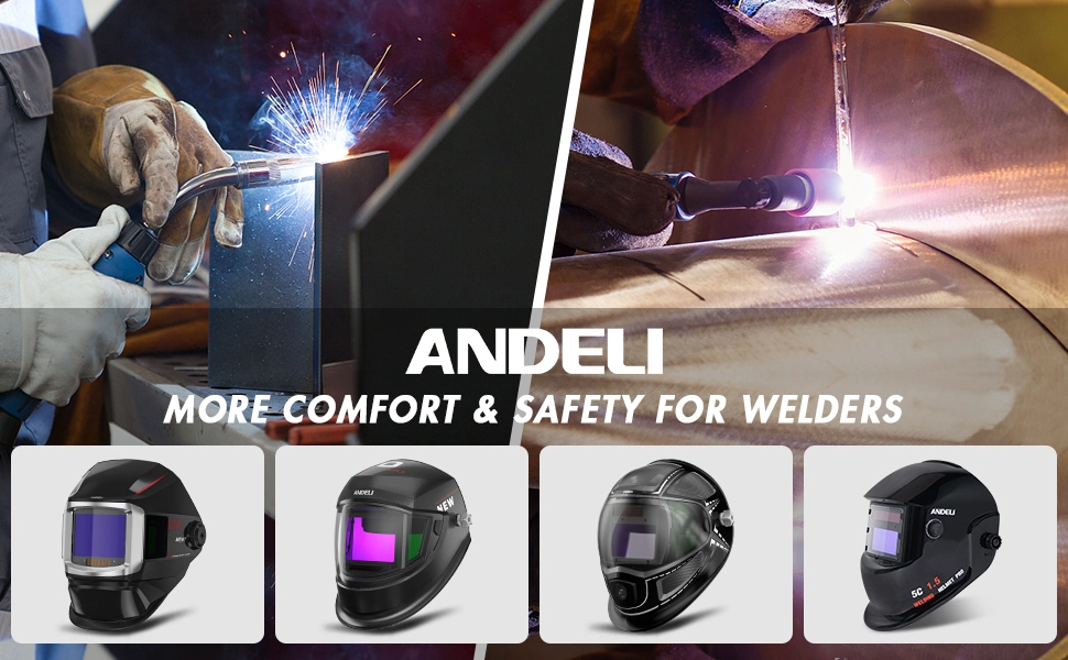 Andeli Large View Welding Helmet Flip up Auto Darkening Welding Mask with Side View Digital Welding Lens True Color 4 Arc Sensor