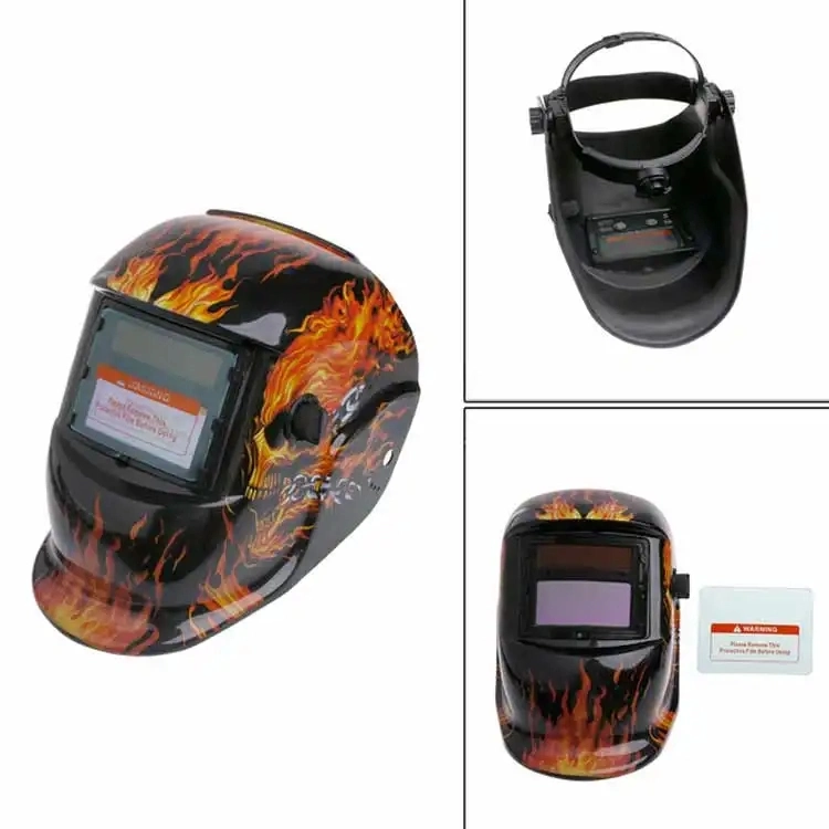 Flame Electric Helmet for Welding Equipment 4 Arc Sensors Auto-Darkening Solar Powered Household Welding Work Helmet