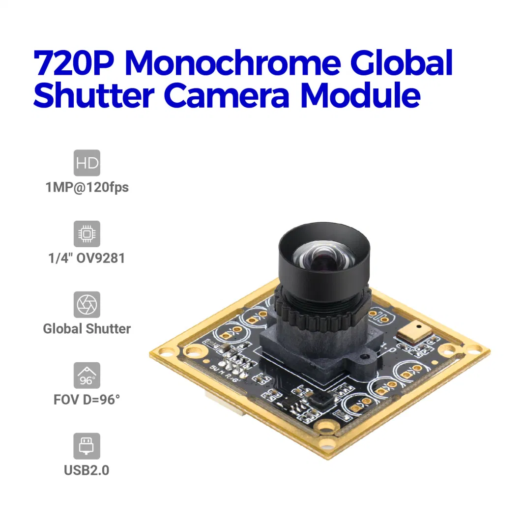Factory Customized Ov9281 Global Shutter Camera Module Plug and Play High Speed Monochrome UVC No Distortion Lens 60fps