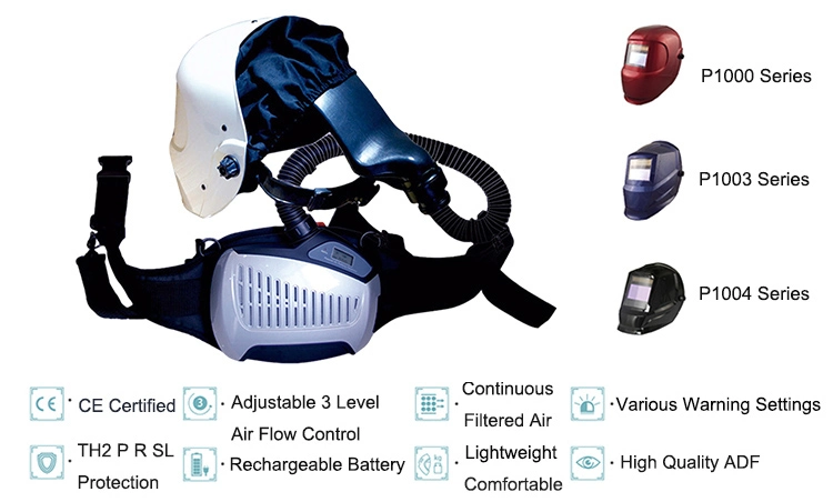 Rhk P1000 Solar Power Air Purifying Automatic Darkening Dimming Respirator Welding Helmet Mask with Carrying Bag