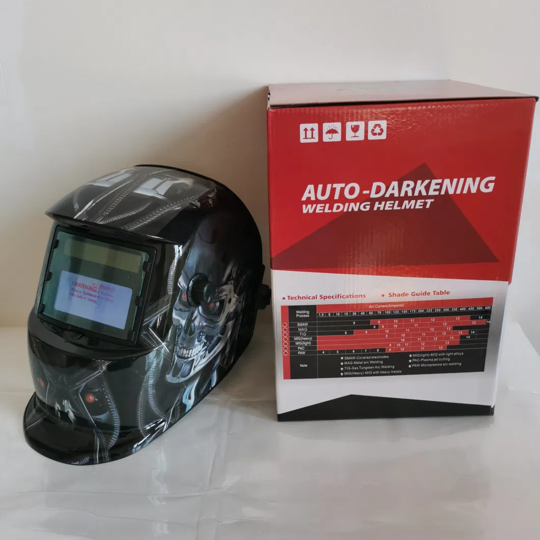 Profession Welder Protective Paint Decal Flame Welding Helmet Head-Mounted Solar Panel Auto-Darkening Welding Face Shield