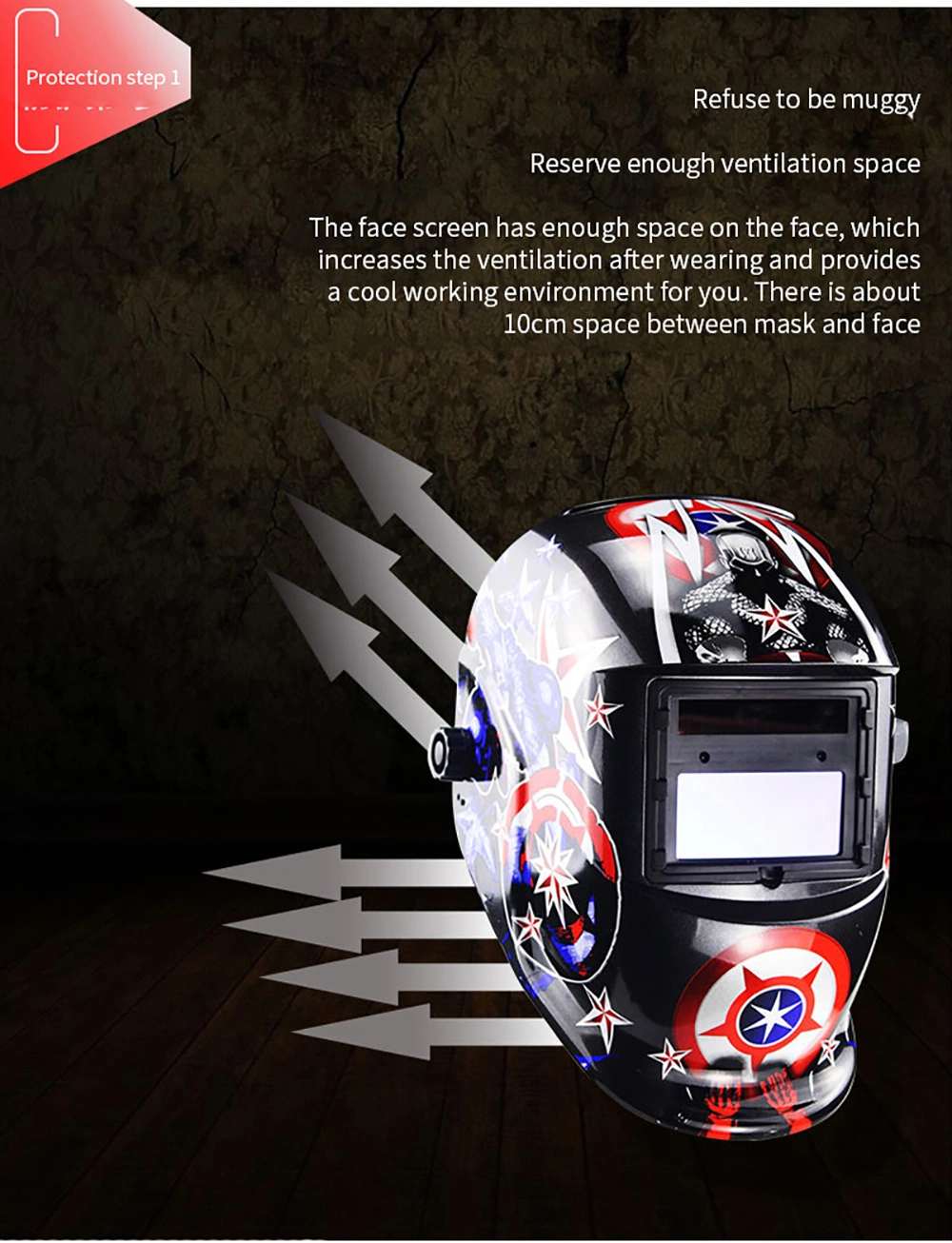 Certificated True Color Auto Darkening Solar Powered Welding Helmet with Grind Weld Function