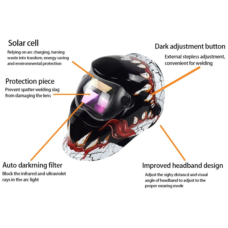 Solar Powered Auto Darkening Welding Helmet Arc TIG MIG Mask Grinding Welder