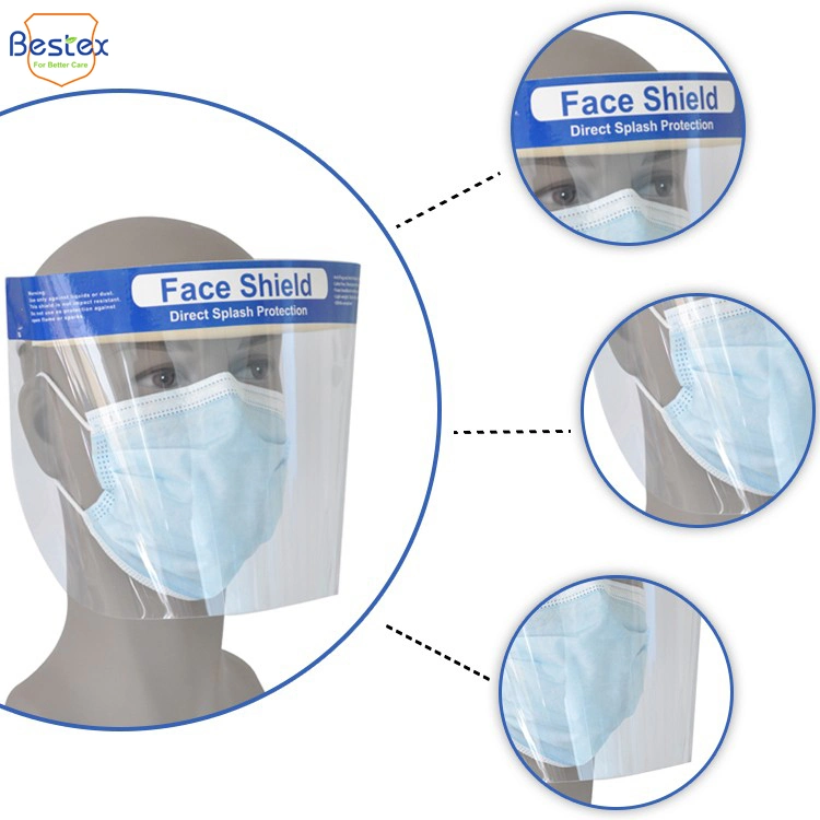 Factory Direct Sales High Quality Adjustable Eye Protective Full Face Disposable Plastic Anti-Fog Faceshield