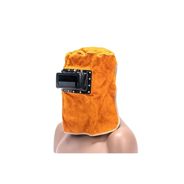 Cowhide Leather Welder Hood Welding Helmet Protective Gear Mask Work Cap, Solar Auto Darkening Filter Lens