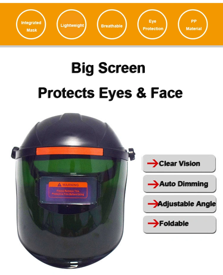 Lightweight Solar Powered Automatic Dimming Protective PC Screen Half Helmet Argon Arc Welding Helmet