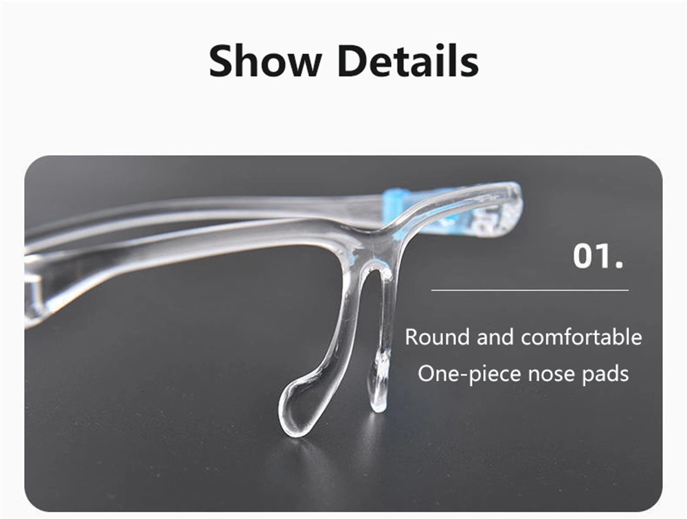 Full Clear Anti Fog Splash Eye Protective Faceshield Safety Glasses Face Shield Visor with Glasses Frames