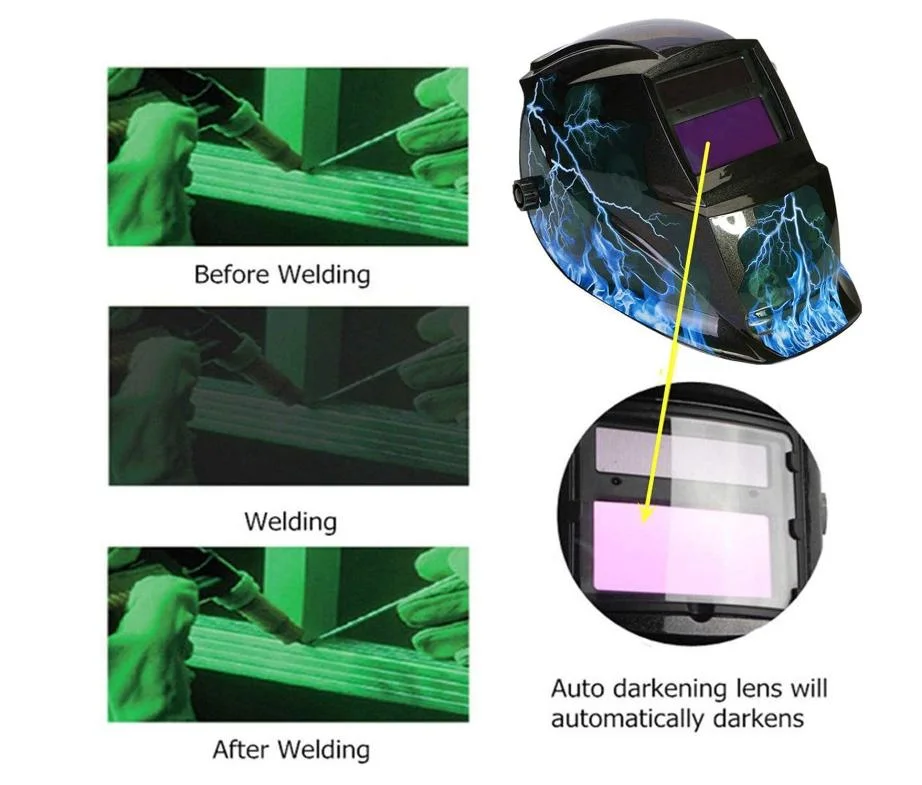 Auto Darkening Welding Helmet, True Color Solar Power Welding Hood, 4 Arc Sensor Wide Shade 4/5-8/9-13 Welder Mask Shield with Grinding for TIG MIG MMA Plasma