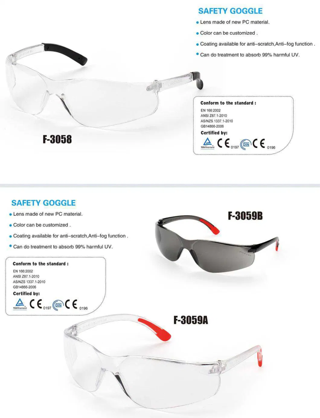 Industrial Welding Safety Protective Glasses Transparent Anti Scratch