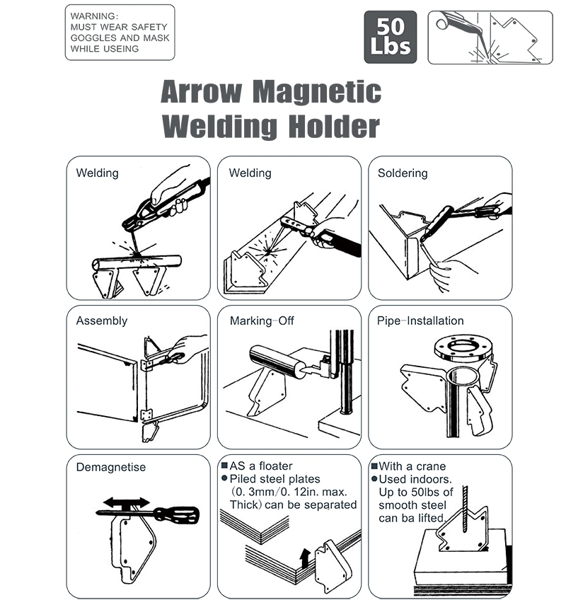 3 Angles Arc Welder Soldering Tools 4&quot; Magnetic Arrow Welding Holder