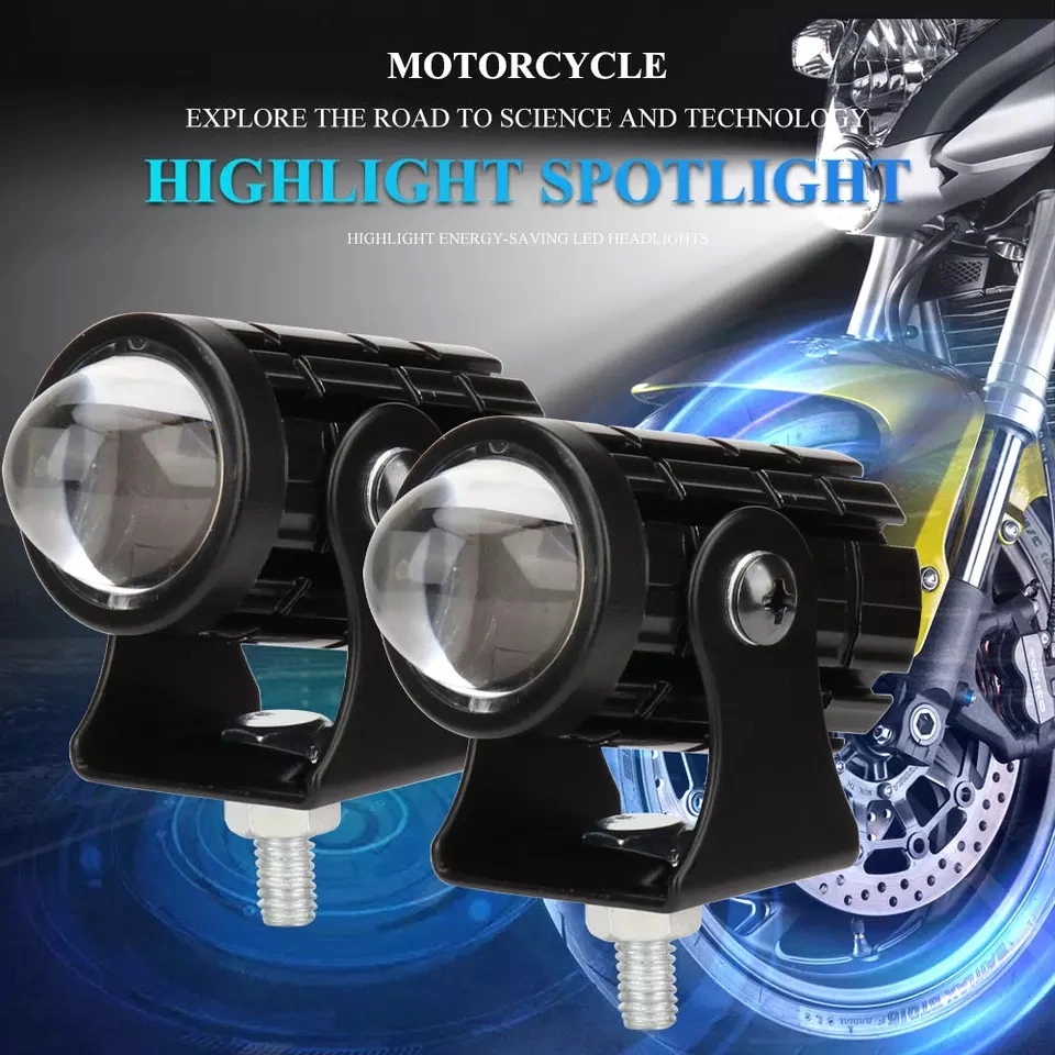 12V Dual Color Mini Spotlight LED Motorcycle LED Headlight Light Driving Fog Projector Lens