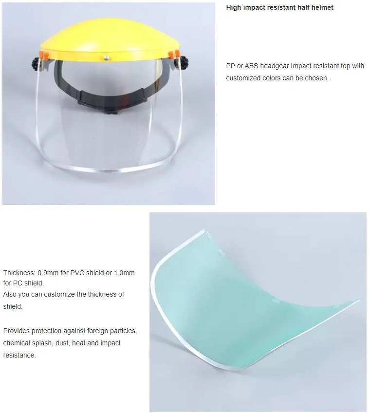 PC/PVC Plastic Face Shield Protective Eye Protection Face Shield Product PC Face Shield