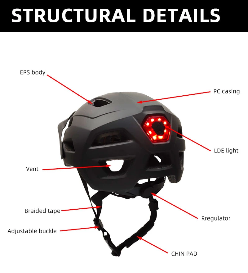 Hot Sale Customized Light Sports Safety Bike Helmet with Rechargeable LED Lights