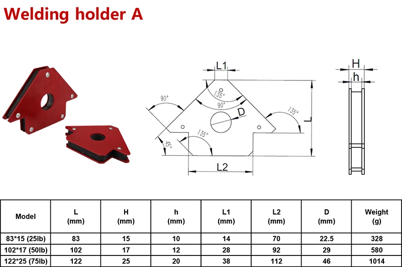 25lbs 50lbs 75 Lbs Magnetic Welding Holders Welding Electrode Holder Magnet