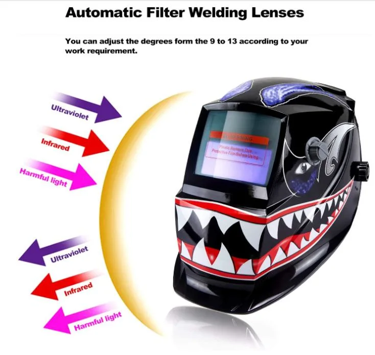 Factory Supply Auto Darkening Welding Helmet, Solar Powered Welding Hood, 2 Arc Sensor Shade Range 4/9-13 for MIG TIG Arc Welding Mask