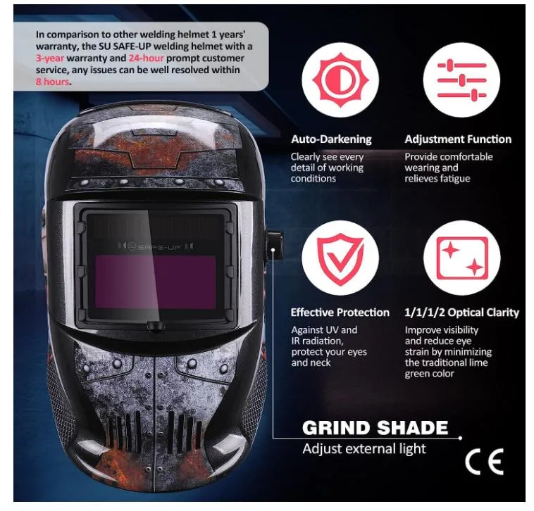 Welding Helmet Auto Darkening Welding Hood Solar Powered True Color Welder Mask 2 Arc Sensor Wide Shade 9-13 Welder Helmet with Grinding Cut for MIG TIG Arc