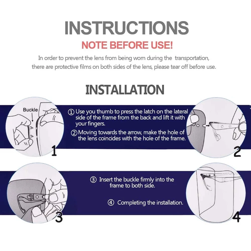 Mdr CE Approved Anti-Dust PC Disposable Updated Version Face Shield for Different Institutions