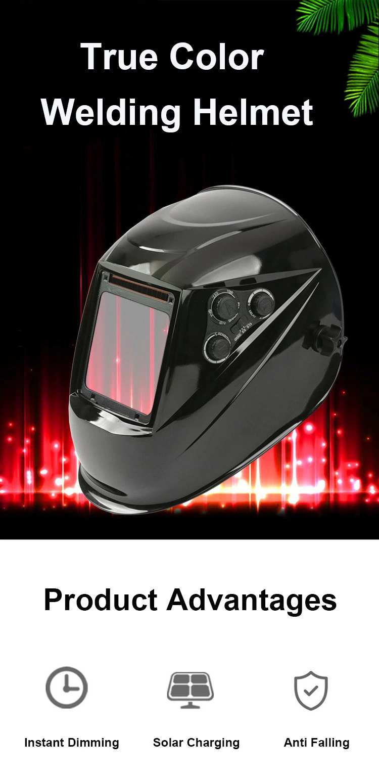 Rhk CE Large Screen True Color Solar Automatic Darkening Black Safety Protection Argon TIG MIG Welding Welder Helmet
