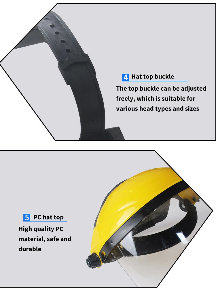 Yellow PC PVC Plastic Construction Industrial Chemical Anti Splash Full Face Safety Protective Visor Helmet Face Shield for Sale