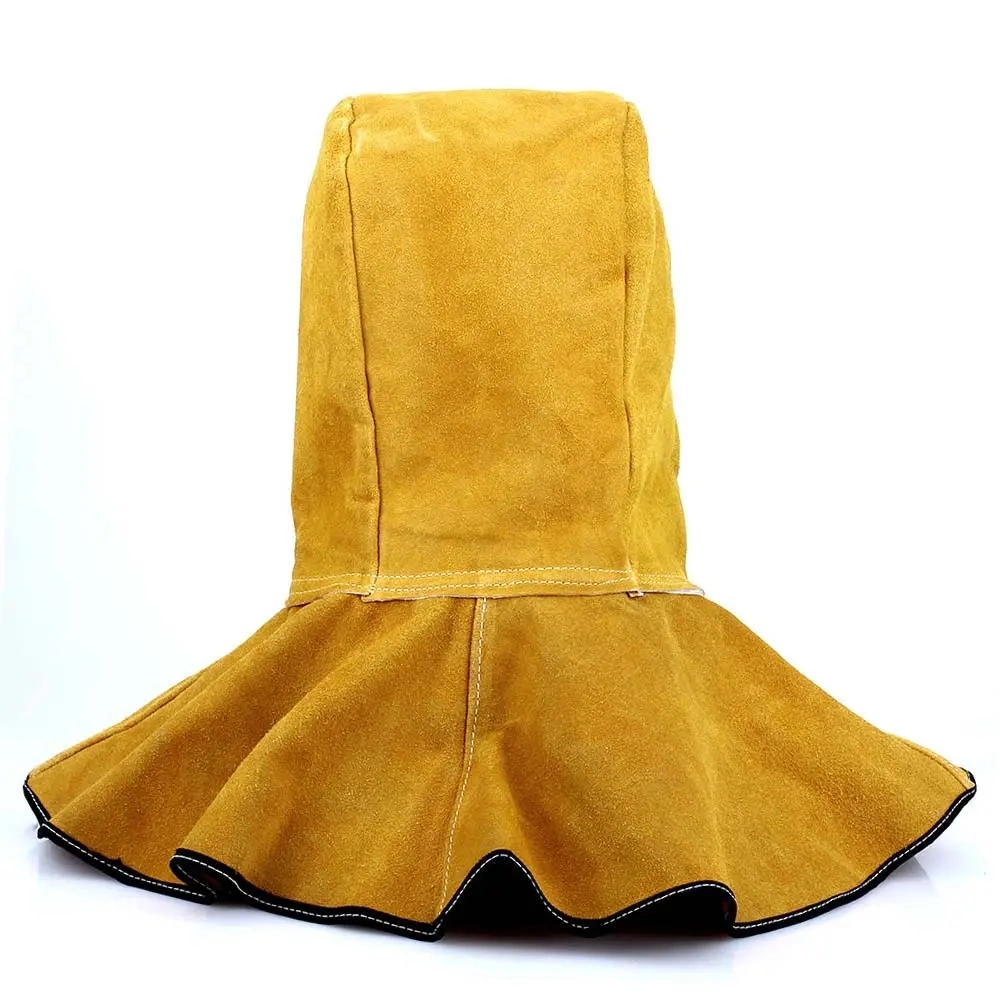 Yellow Head-Mounted Flip up Black Lens Cowhide Split Leather Welder Protection Shield Welding Helmet Protective Hat Mask