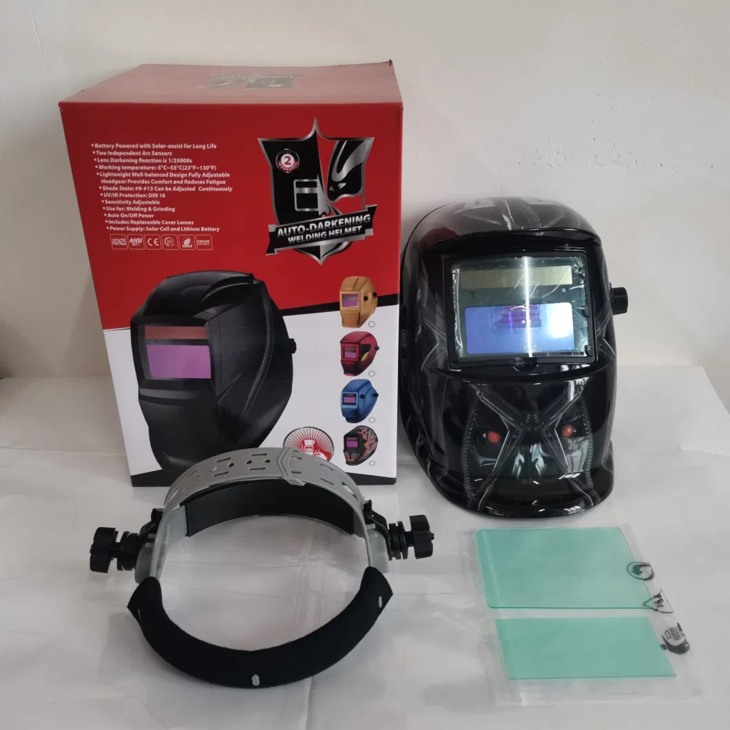 Profession Welder Protective Paint Decal Flame Welding Helmet Head-Mounted Solar Panel Auto-Darkening Welding Face Shield