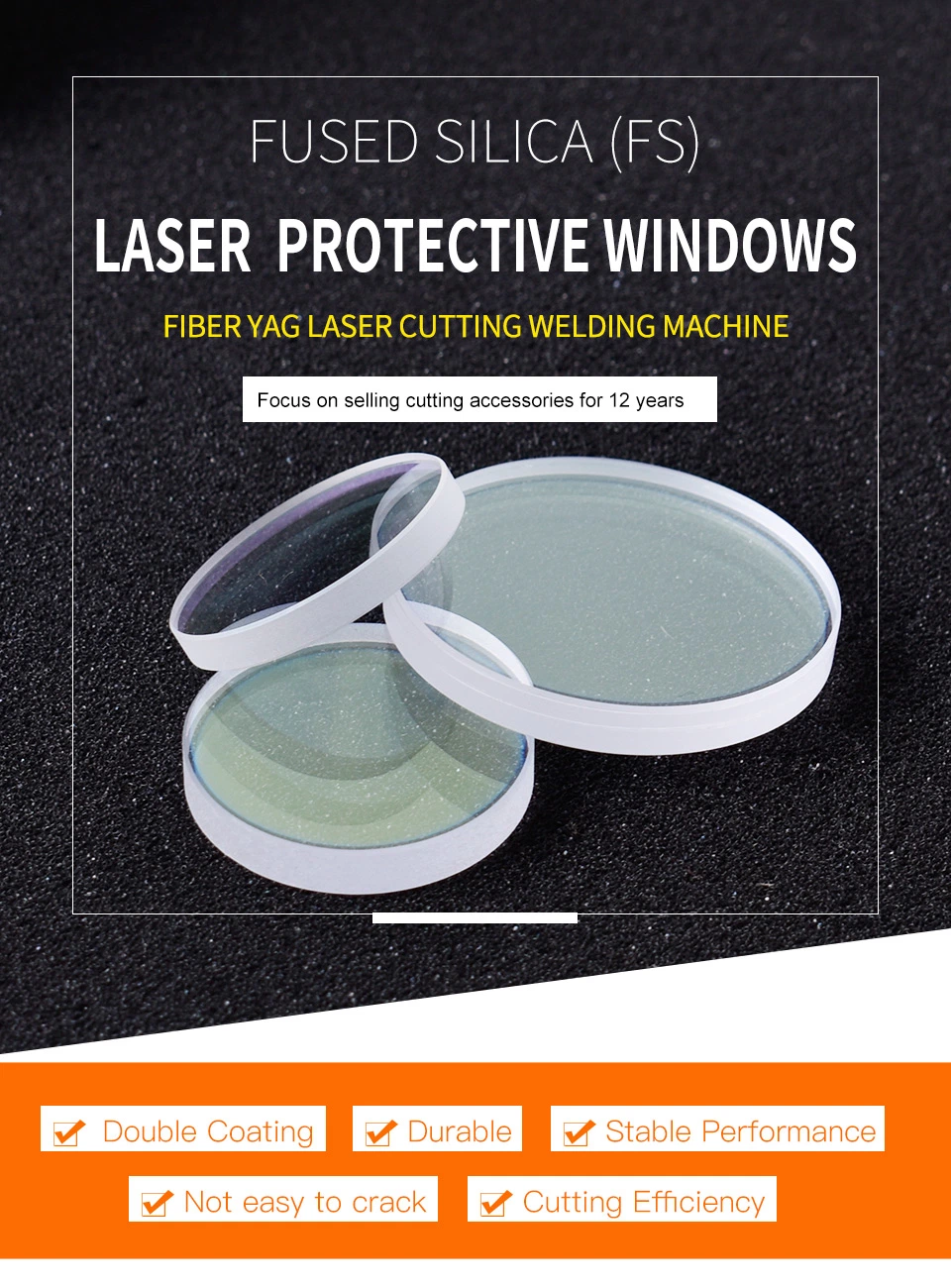 Startnow 1064nm 50X2mm Fused Silica Protection Lens for Fiber Cutting Welding Head