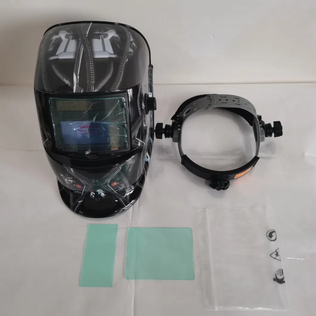 Profession Welder Protective Paint Decal Flame Welding Helmet Head-Mounted Solar Panel Auto-Darkening Welding Face Shield