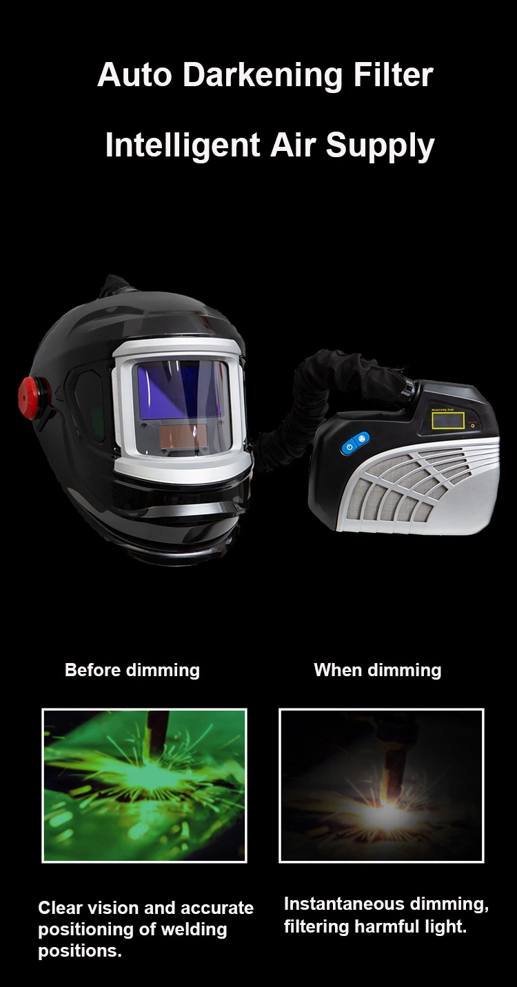 Rhk Tech Automatic Air Fed Ventilated Solar Power Auto Darkening Air Purifying Respirator Welding Helmet Welding Mask Air Filter