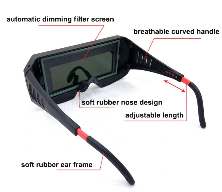 Rhk Hot Selling Cheap Solar Auto Dimming PC Lens Eye Protection Auto Darkening Industrial Safety Welder Welding Goggles Glasses