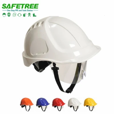 Sicurezza industriale ABS standard Safetree CE EN397 e ANSI Z89.1 Casco con PC Visor NTC-5 per costruzioni e lavoratori