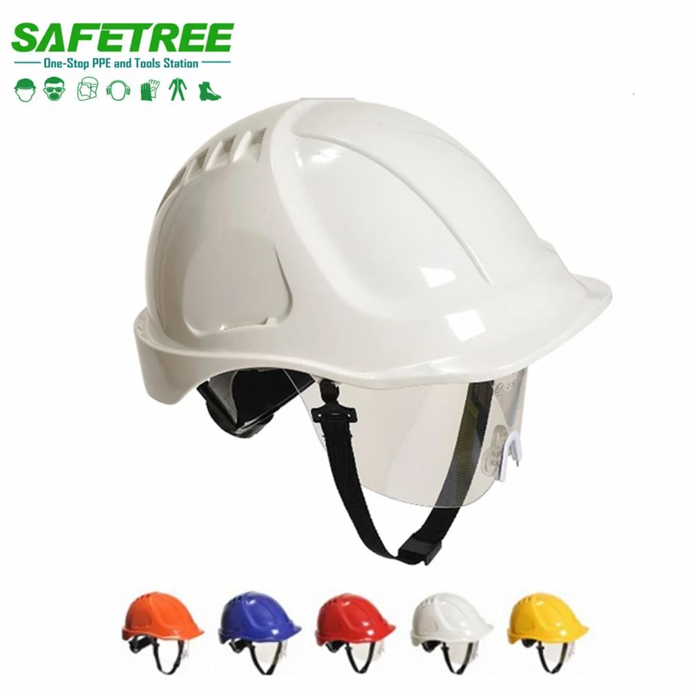 Safetree CE En397 &amp; ANSI Z89.1 Standard ABS Industrial Safety Helmet with PC Visor Ntc-5 for Construction and Worker