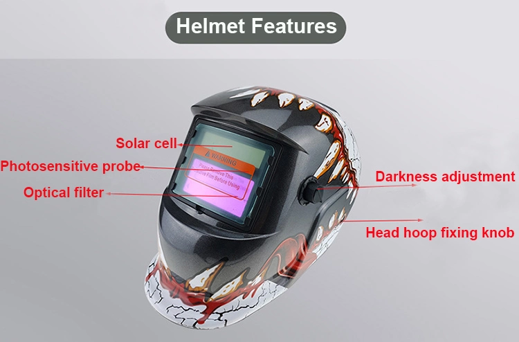 Rhk OEM Head-Mounted Hard Hat Auto Darkening Solar Power Automatic MIG TIG Welding Welder Helmet Decals