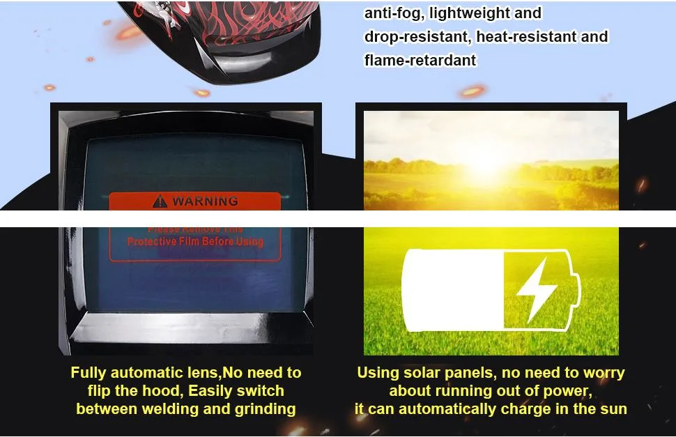 Solar Power Auto Darkening Welding Helmet Wide Viewing Field Welder Hood for MIG TIG Arc Cap Mask (Ghost of death)