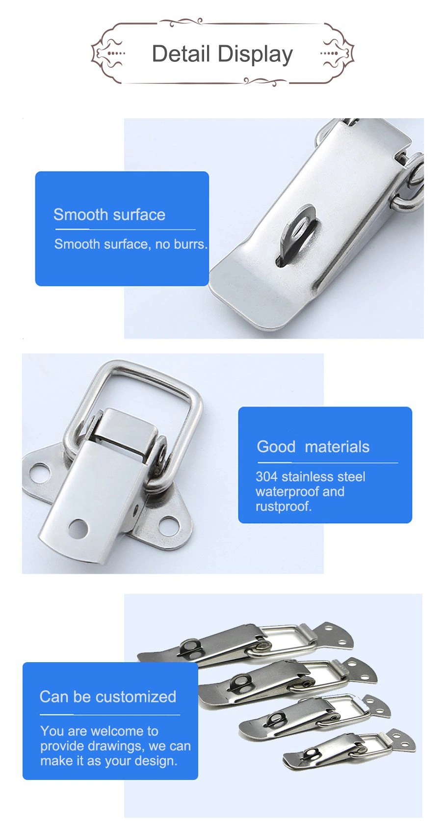 OEM 304 Stainless Steel Buckle Double Spring Snap Lock Buckle