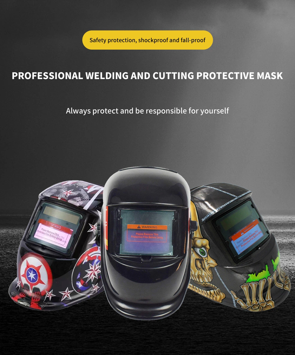 High Quality Fashion OEM Multiple Patterns Solar Powered Auto Darkening Welding Helmet with Decals