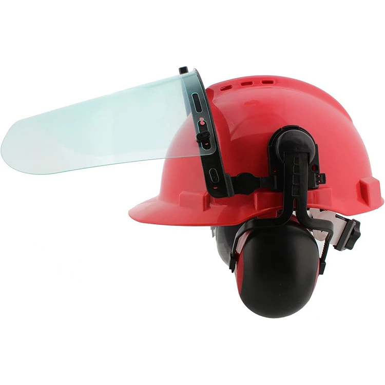 Plastic Visors Protective Earmuffs Construction Welding Chainsaw Safety Helmet
