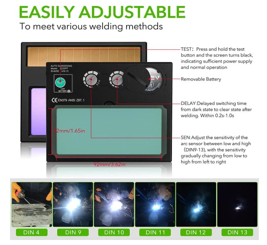 Circular Arc Solar Automatic Darkening Welding Helmet Adjustable Protective Welding Soldering Mask Welder Cap