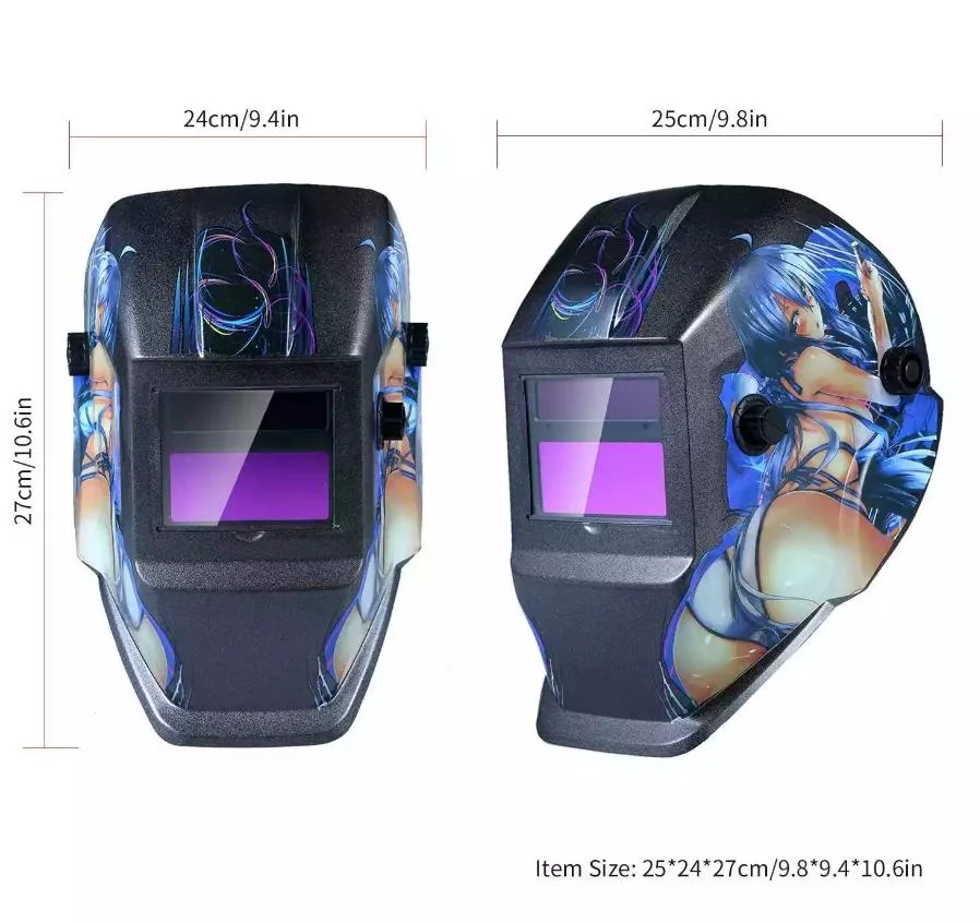 Digital Solar Power Auto Darkening Welding Helmet, Low Profile Grind Button, for TIG, MIG/Mag, MMA, Plasma, 6+1 Extra Lens Cover