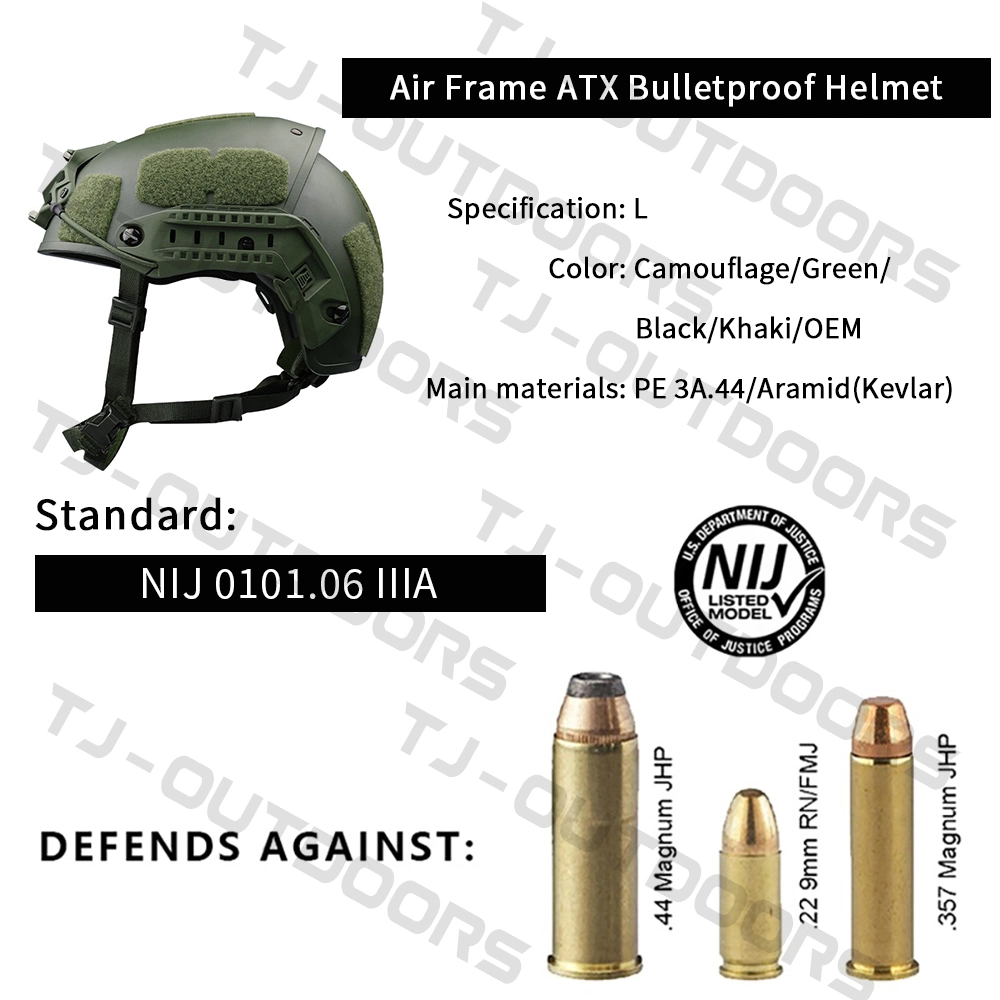 Tj-Outdoors Military/Police/Bulletproof/Antiriot /Bump/Nij Iiia/Tactical Gear/Aramid Fibe/Kevlar/UHMWPE/Fast /M88/Mich/Wendy/Safety/Tactical Ballistic Helmet