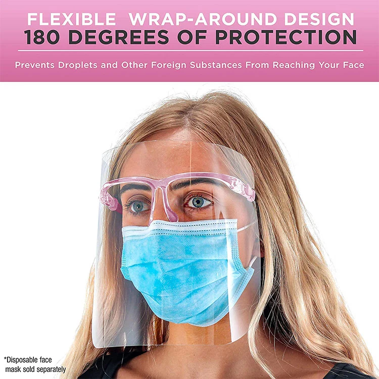 Protect Eyes Nose Welding Safety Face Shields with Pink Glasses Frames