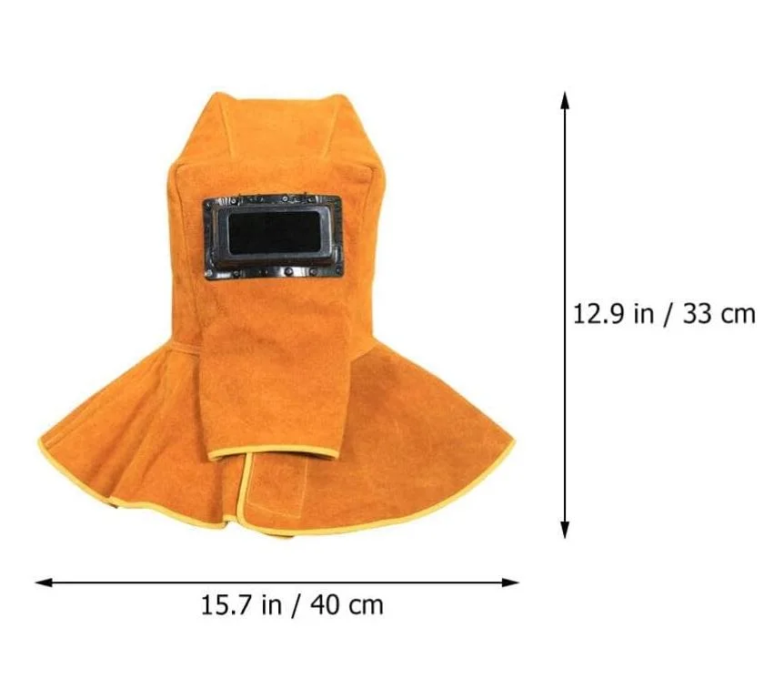 Leather Welder Hood Welding Helmet-Solar Auto Darkening Welding Mask Leather Head-Mounted Shawl Welding Protective Mask